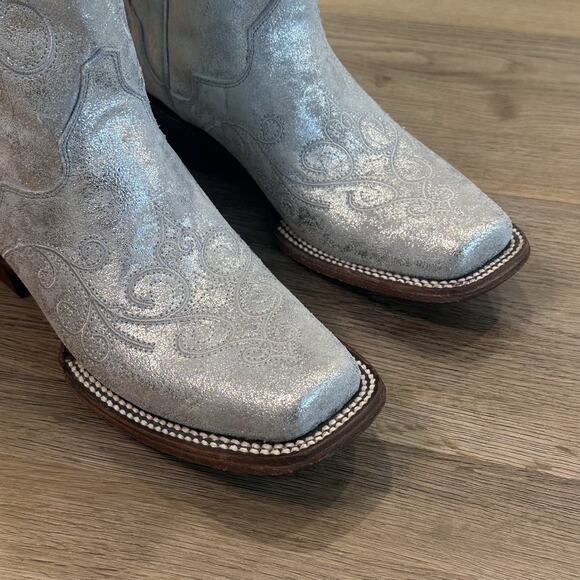 JB Dillon Reserve NWT Womens 8 Silver Glitter Embroidered Cowgirl Western Boots - Picture 5 of 15